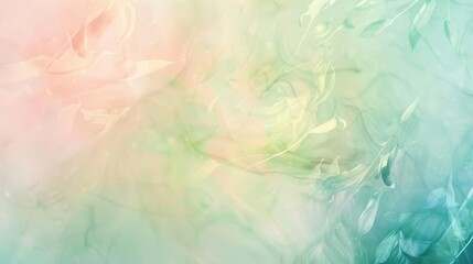 Fototapeta premium Abstract background with pastel greens pinks and blues botanical shapes wallpaper