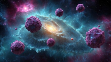 Microbe 3D Galaxy Nebula Background