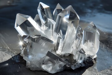 Detailed image capturing the natural splendor of a brilliant quartz crystal cluster bathed in daylight