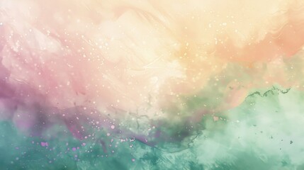 Obraz premium Dreamy abstract with peach green lavender ink-splash textures light sparkles wallpaper