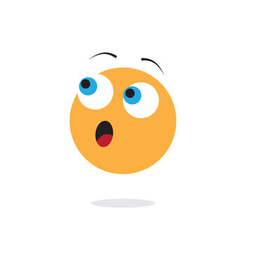 Naklejki Wow emoji face. shocked surprised emoticon with open mouth , cute smiley emoticons fellings wonder and amazing for Social media and network