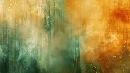 Vibrant abstract in green gold and cinnamon wallpaper