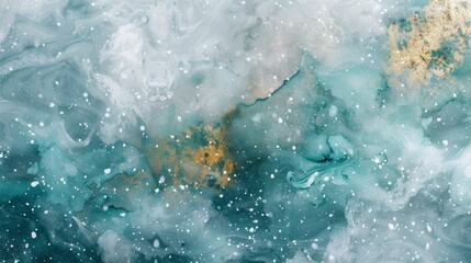 Captivating abstract with frosty teal snowy white and warm gold wallpaper