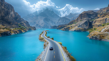 enchanting image of Attabad Lake mesmerizing turquoise water surrounded rugged mountain GilgitBaltistan Formed result of landslide 2010 lake become popular tourist attraction symbol of nature's raw be