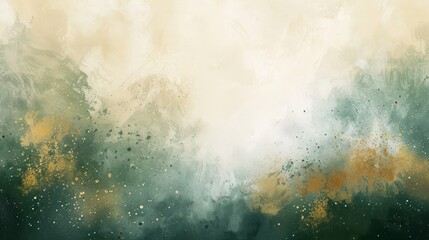 Obraz premium Vibrant abstract bg: spruce green rich gold warm taupe. Watercolor effects light beams wallpaper