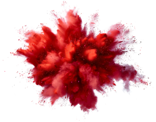 bright red holi paint color powder festival explosion burst isolated white background. industrial print concept background