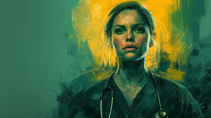 Minimalist art portrait of a doctor