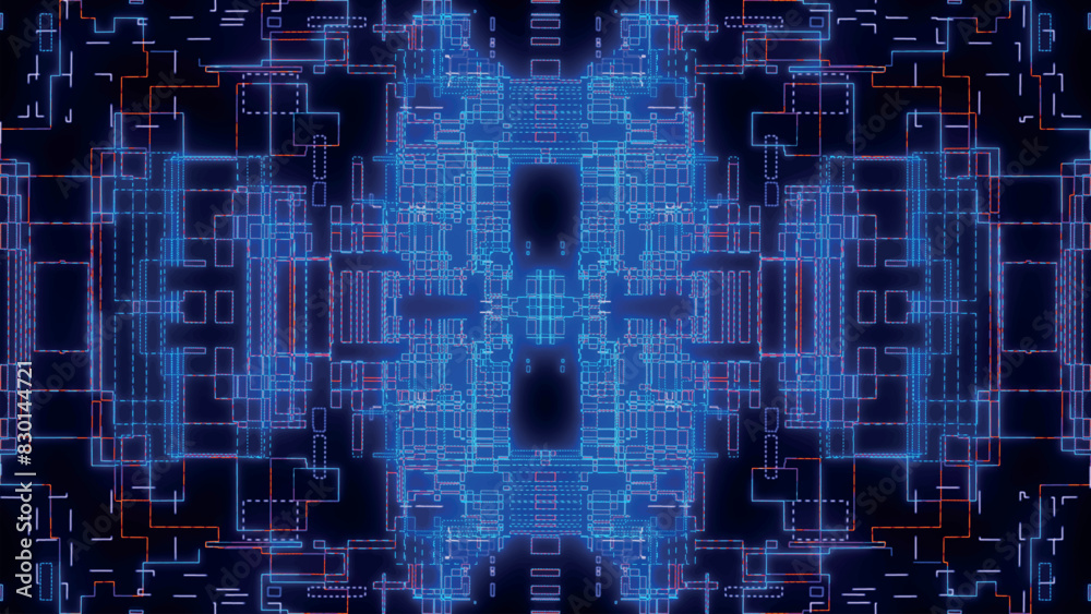 Poster printed circuit board. visualization of advanced technology concept: pcb processor microchip, digiti