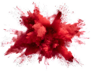 bright red holi paint color powder festival explosion burst isolated white background. industrial print concept background