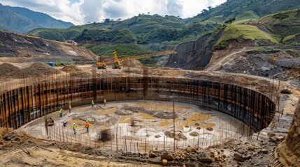 Obraz premium With each passing day, the construction site evolves, reflecting the hard work and dedication of the crew involved in the project