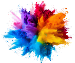 colorful vibrant rainbow holi paint color powder explosion with bright colors isolated white background