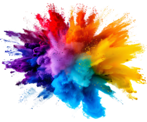 colorful vibrant rainbow holi paint color powder explosion with bright colors isolated white background