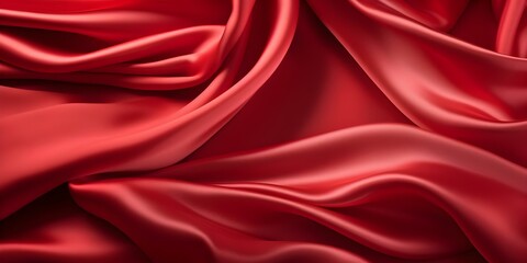Obraz premium Elegant Red Silk and Satin Fabric Drifting on a White Background. Concept Fabric Photography, Textile Design, Color Theory, Styling Techniques, Visual Composition