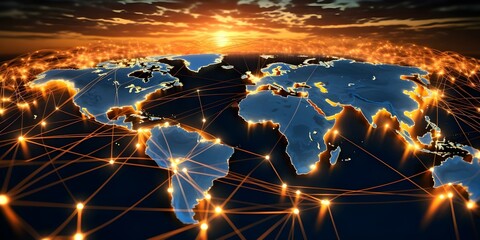 Global digital supply chain network and international transportation routes: Mapping logistics operations. Concept Logistics Operations, International Transportation, Supply Chain Network