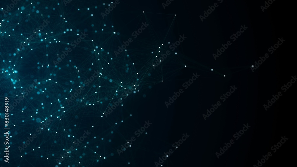 Poster Network connection structure. Blue science background. Abstract digital background. Big data visualization. 3d rendering.