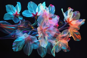 Fototapeta premium A colorful bouquet of flowers with a blue stem
