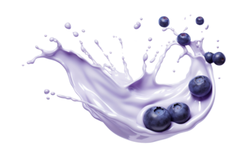 Blueberries  with milk or yogurt splash