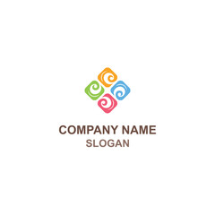 Abstract happy and love people, social community group template logo.