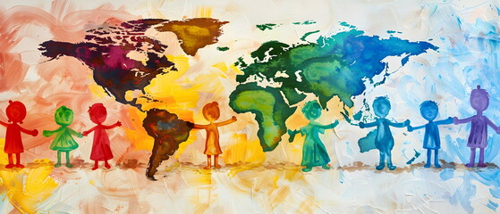 Obraz premium the World Conference for the wellbeing of children. The meeting brought about standards to enforce support and basic rights for children covering the globe, leading to the right to education