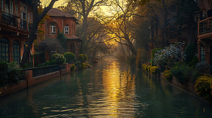 captivating image of Lahore Canal treelined bank scenic promenade providing serene escape hustle bustle of city life Punjab's capital canal popular spot leisurely walk boating offer respite relaxation