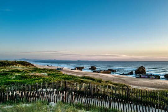 Beach with sunset at Capbreton France