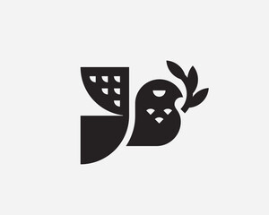 A small bird with a branch logo. Emblem design editable for your business. Vector illustration.