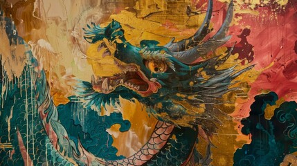Naklejka premium China dragon art background illustration generated by ai