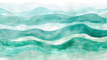 Watercolor Waves in Mint and Teal Palette