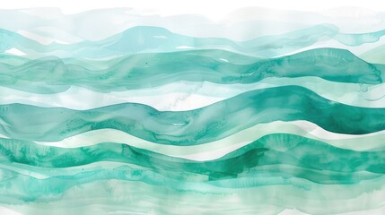 Obraz premium Watercolor Waves in Mint and Teal Palette