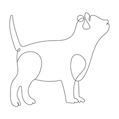 One continuous line drawing cute cat pet. International cat day.