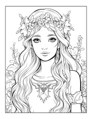 Elf Princess Coloring Pages for KDP Interior