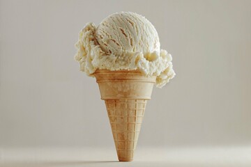 A realistic photo of a vanilla ice cream cone in a studio. Isolated on white