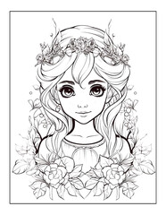 Elf Princess Coloring Pages for KDP Interior
