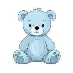 Obraz premium Pastel Blue Mouse and Teddy Bear Illustrations Perfect for Nursery Decor, Storybooks, and Art Enthusiasts 