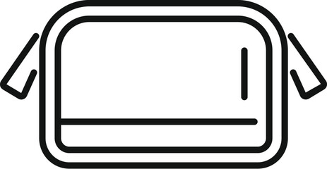 Black and white line art illustration of a virtual reality vr headset icon