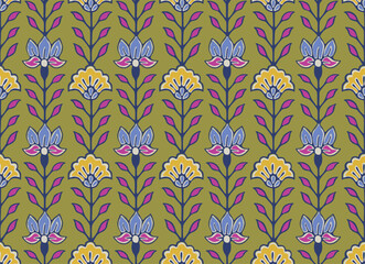 LOTUS  FLORAL PATTERN AJRAKH BAGRU SANGANER BLOCK PRINT AND BATIK PRINT DIGITAL PRINT SEAMLESS TEXTILE PATTERN IN EDITABLE FILE