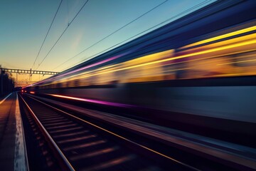 Fototapeta premium Fast train ride through the scenic countryside: an unforgettable experience