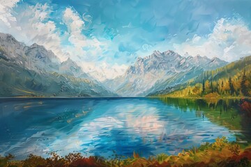 Scenic view of lake and mountains in countryside