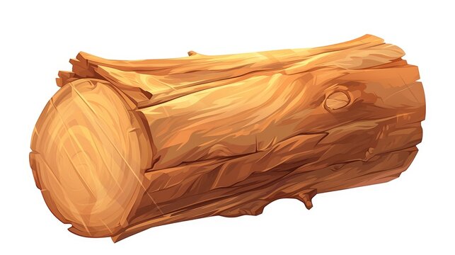 Icon depicting a wooden tree trunk Illustration of a cartoon wooden tree trunk icon in 2d format for web design isolated on a white background