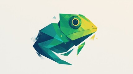 The chameleon logo beautifully incorporates elements of geometric origami and a stunning gradient