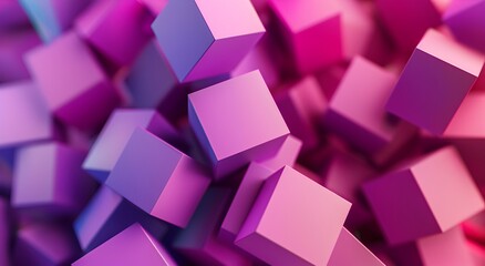 Obraz premium 3D render of pink and purple abstract cubes background in the style of abstract cubes 