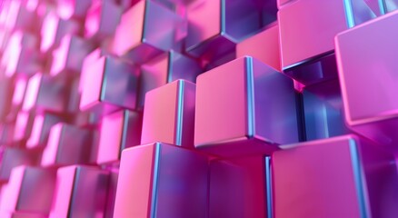 Obraz premium 3D render of pink and purple abstract cubes background in the style of abstract cubes 