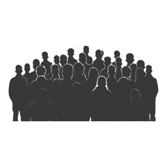 silhouette crowd audience full body black color only