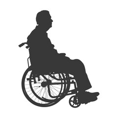 Obraz premium silhouette elderly man in a wheelchair full body black color only