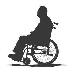 Obraz premium silhouette elderly man in a wheelchair full body black color only