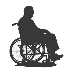 silhouette elderly man in a wheelchair full body black color only