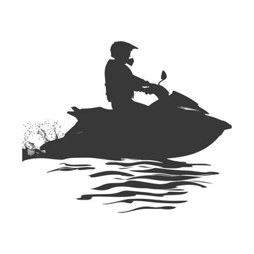 recommend clip art: silhouette elderly man riding jet ski full body black color only