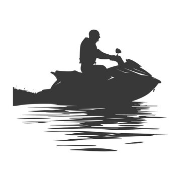 recommend clip art: silhouette elderly man riding jet ski full body black color only