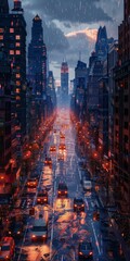 Rainy Night Reflections in New York City