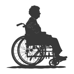 Fototapeta premium silhouette elderly woman in a wheelchair black color only